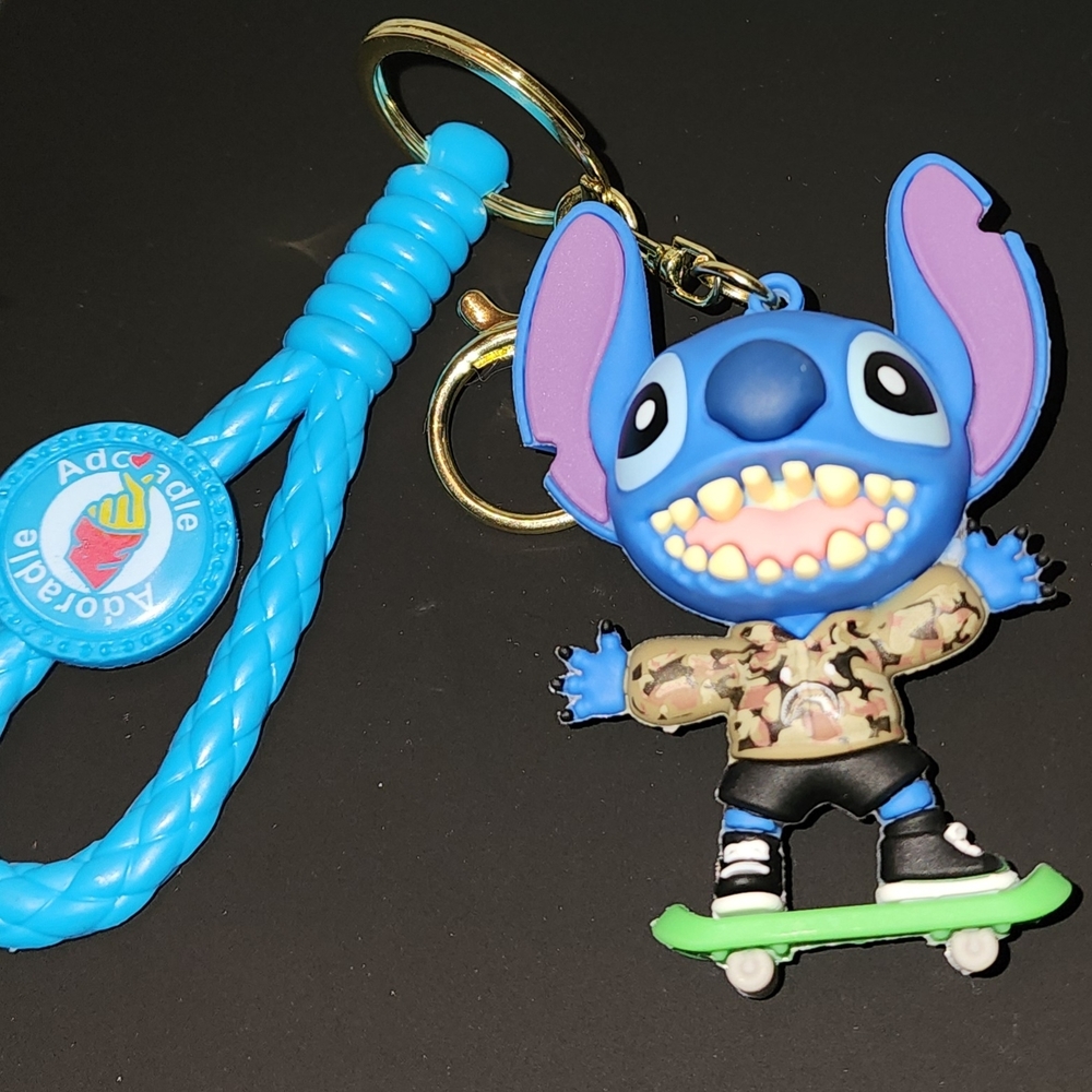 Disney Stitch Skateboarding Keychain Perfect Gift Or Stocking Stuffer